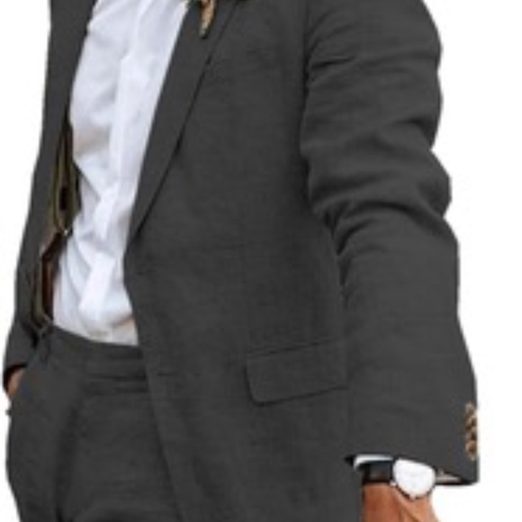 Black Linen Suit 42 Regular Pants 34 x 32 - Picture 2 of 7